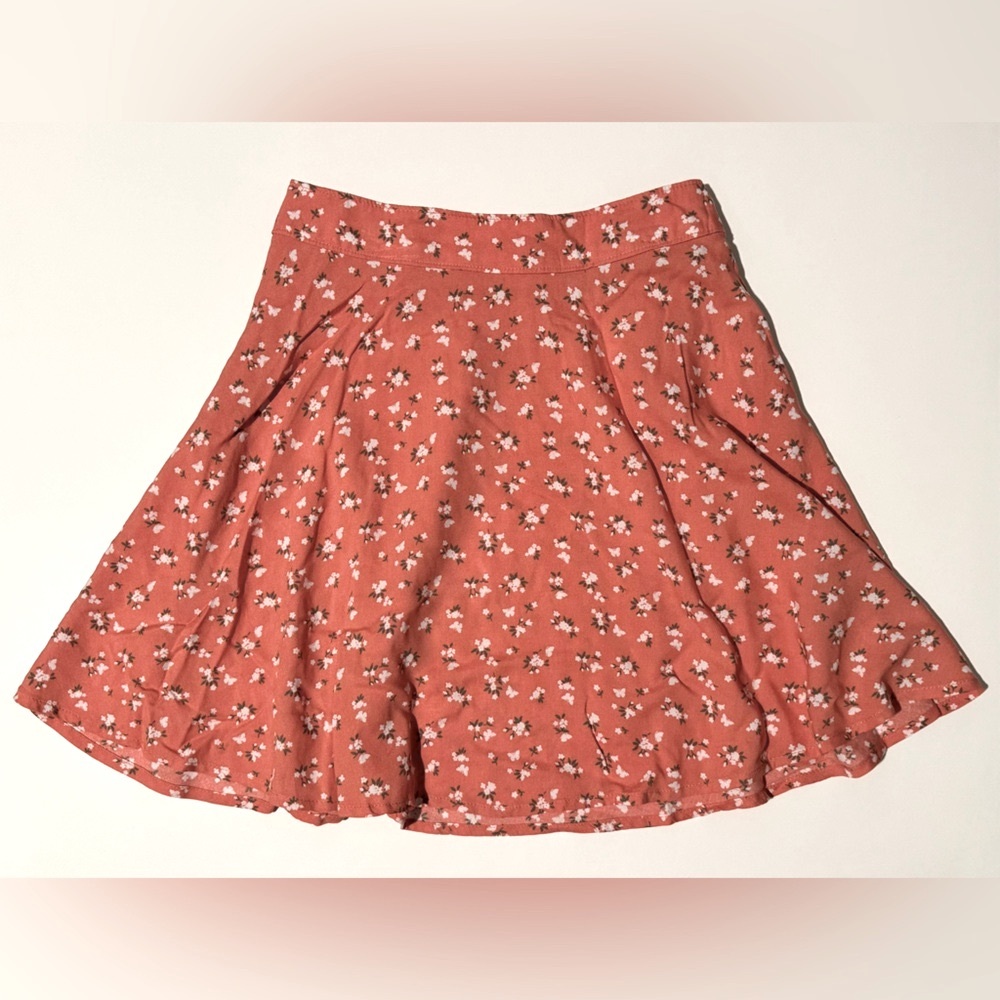 Hollister Ultra High Rise Orange/White Floral Skater Skirt